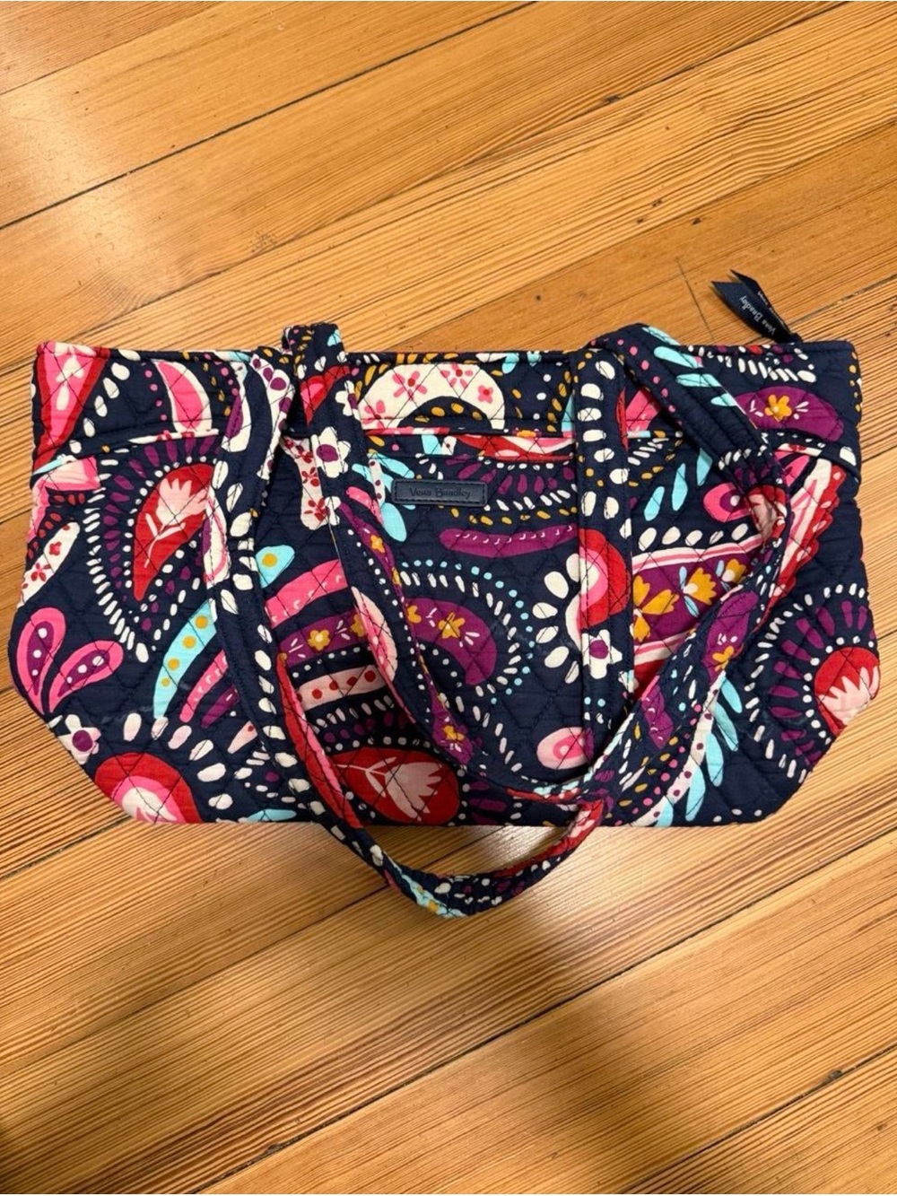 Vera Bradley Quilted Paisley Navy and Pink Tote